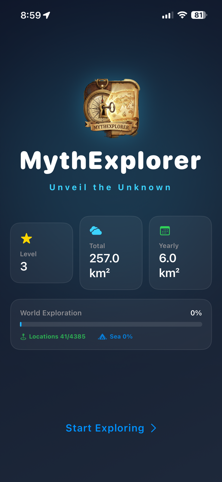 MythExplorer App Interface